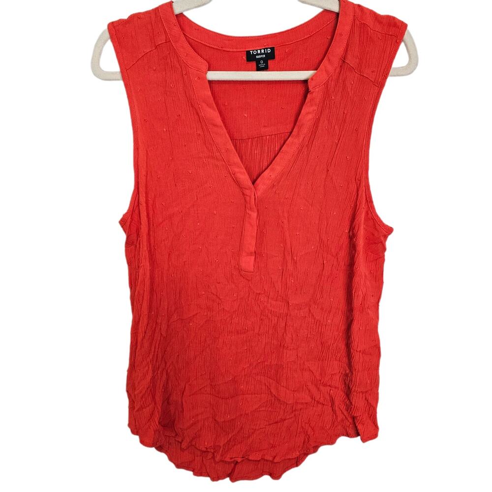 Torrid Top Plus Size Top Sleeveless Blouse Women 0X Orangish Red V Neck Top
